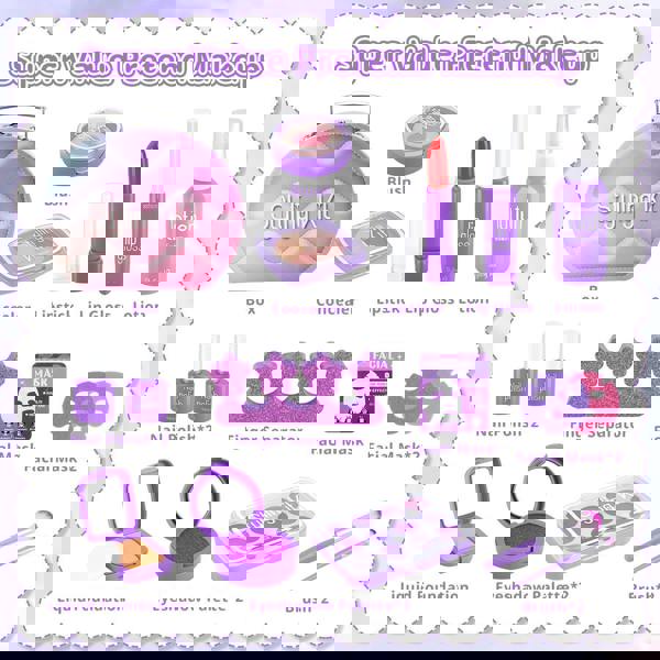 deAO Girls Pretend Makeup Kit with Carry Case - My First Kids Makeup Playset for Toddler Role Play & Imaginative Learning