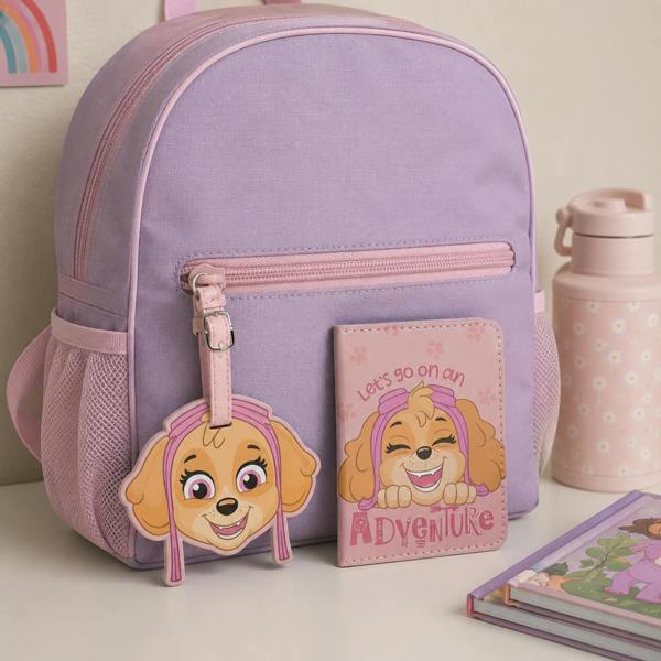 Widdop & Co Paw Patrol Skye PU Leather Passport and Luggage Tag Pink