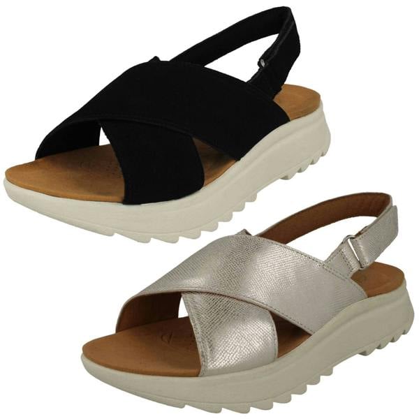 Clarks Ladies Clarks Cross Detailed Chunky Sole Slingback Sandals DashLite Wish