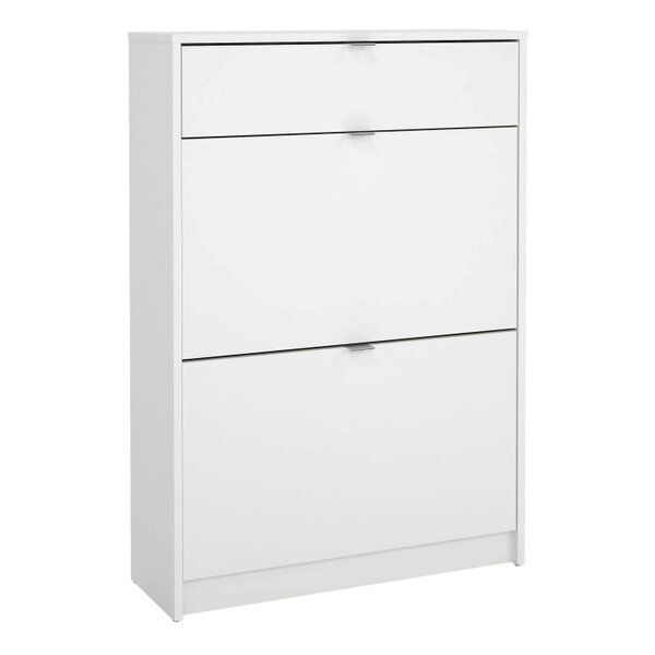 Wyld Haus Prague White Shoe Cabinet 2 Flip Down Doors 1 Drawer