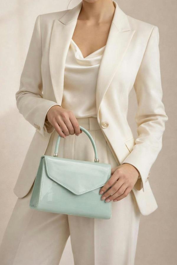 SVNX Structured Top Handle Bag in Green