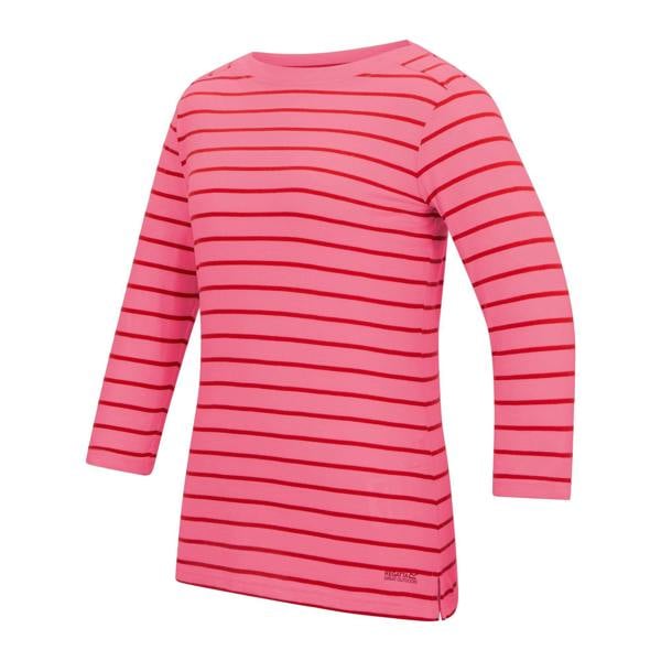 Regatta Womens/Ladies Baylette II Striped T-Shirt - Pink Lemonade/High Risk Red - 