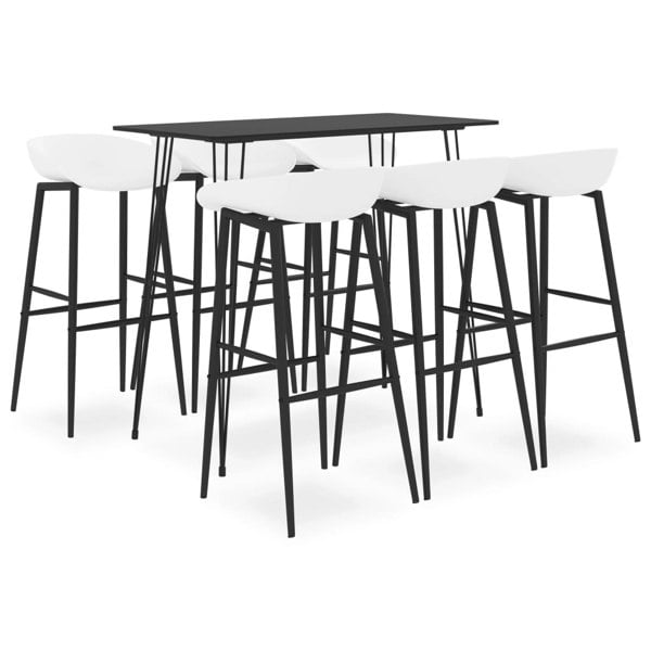 Berkfield 7 Piece Bar Set Black and White