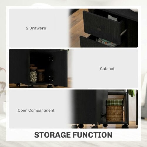 Wyld Haus Midile Wooden Distressed Black Drop Leaf Dining Table With Storage Seating 6