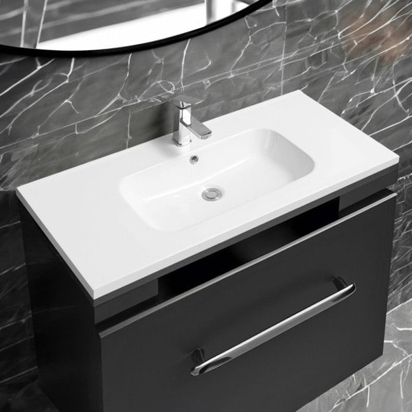 Limoge 5414 Ceramic 101cm Mid-Edge Inset Basin with Oval Bowl