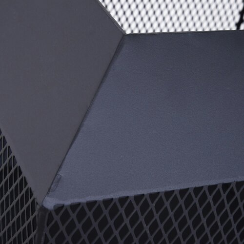 Wyld Haus Dita Steel Black Square Outdoor Mesh Fire Pit With Lid Log Grate