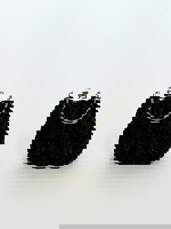 SVNX 3D Rose Clutch Bag in Black