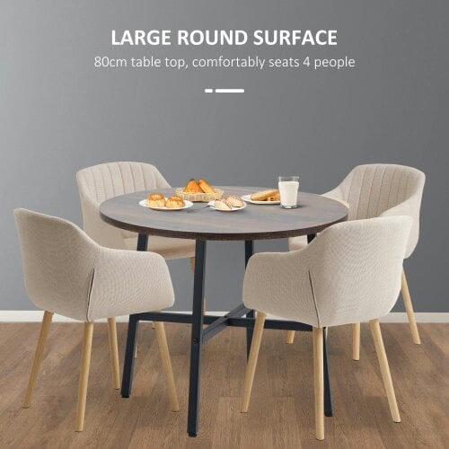 Wyld Haus Vizina Metal And Wood Rustic Brown Round Industrial Dining Table 85cm