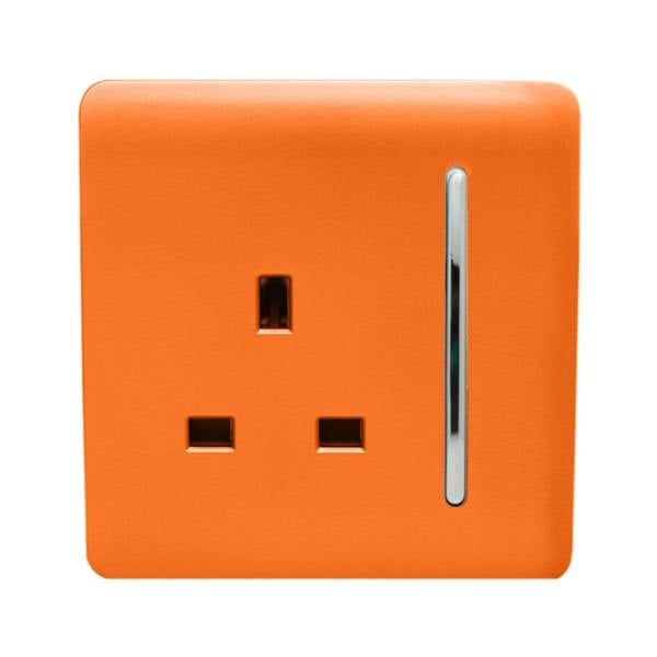 Trendi Switch 1 Gang 13 Amp Switched Plug Socket in Sunset Orange