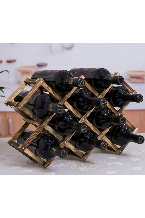 Living and Home Decorative Foldable Solid Wood Stackable Wine Rack