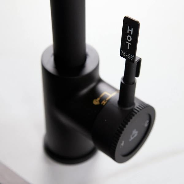 Flode kraft Solo | Industrial Style Single Lever 3 in 1 Instant Boiling Tap | Matt Black Finish