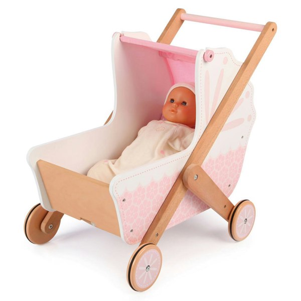 Tidlo Wooden 3 In 1 Dolls Pram Including Liftable Roof & Easy Grip Handles