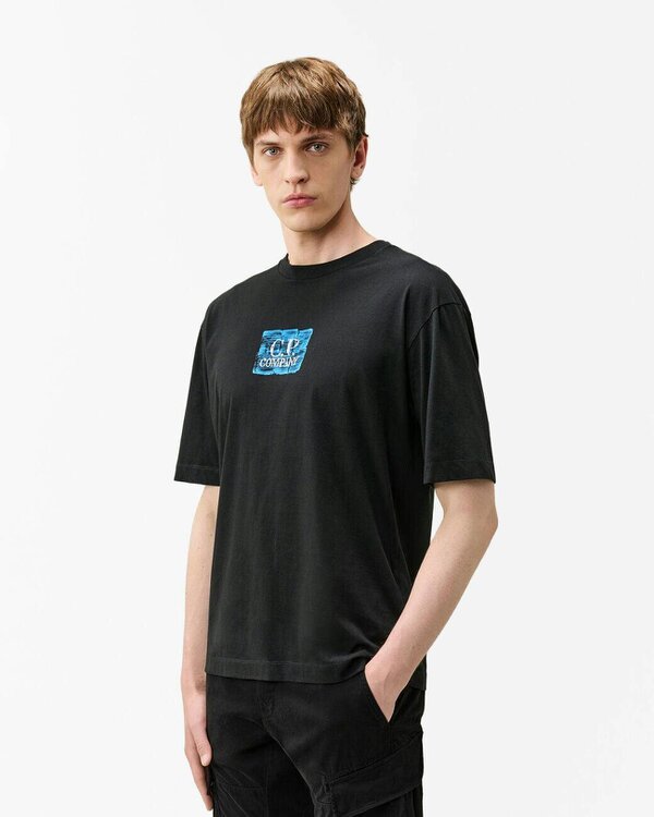 C.P. Company 30/1 Jersey Graphic Logo Mens T-Shirt - Black 999