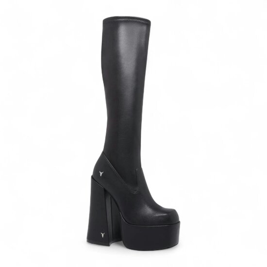 Windsorsmuth Survival - Women's Black Knee-High Platform Goth Heel Boots