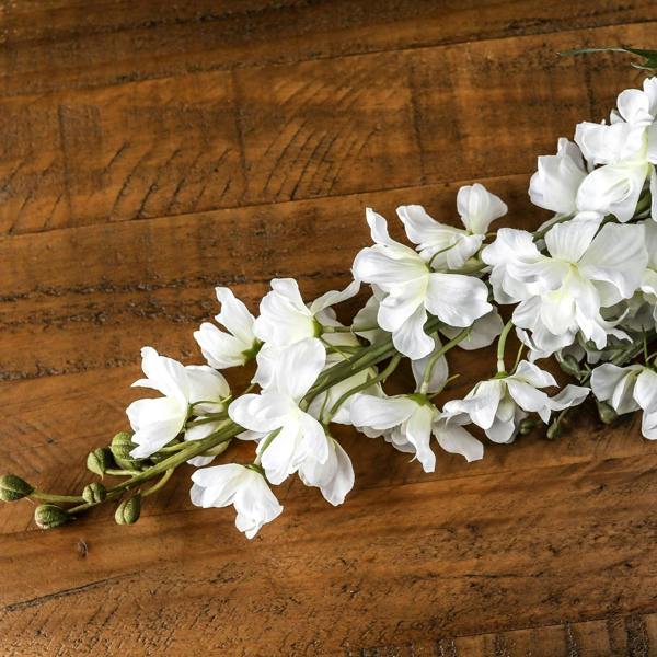 Wyld Haus Set of 3 Artificial Flowers Tall White Delphinium Stems
