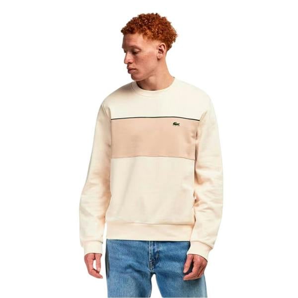 Lacoste Mens Colour Block Sweatshirt - Beige - 