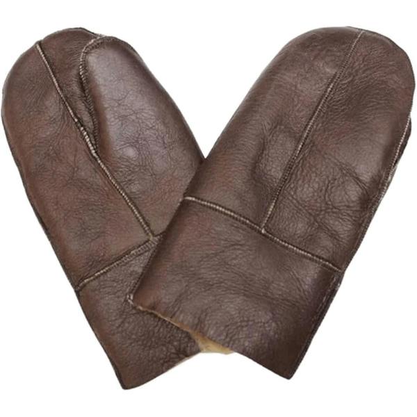 Unisex Sheepskin Shearling Leather Thermal Gloves - Cream - Infinity Leather - 1