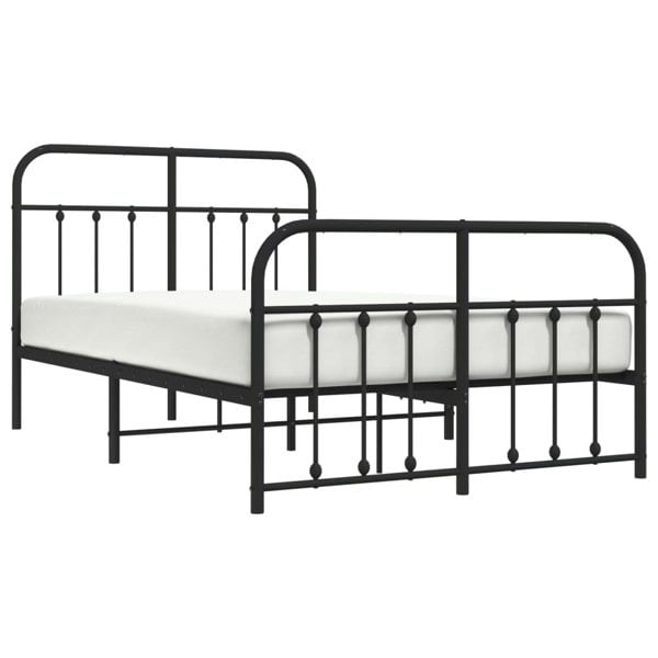 Berkfield Metal Bed Frame with Headboard and Footboard Black 120x200 cm