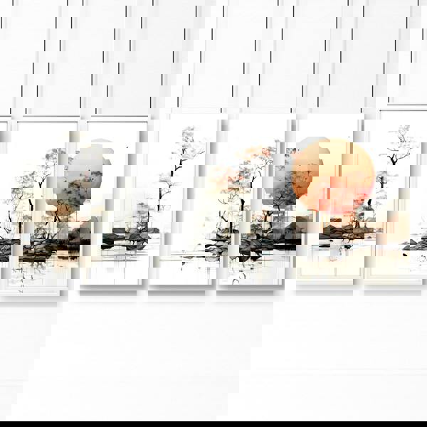 Living Room Wall Decor | Set of 3 Asian Inspired Wall art Prints