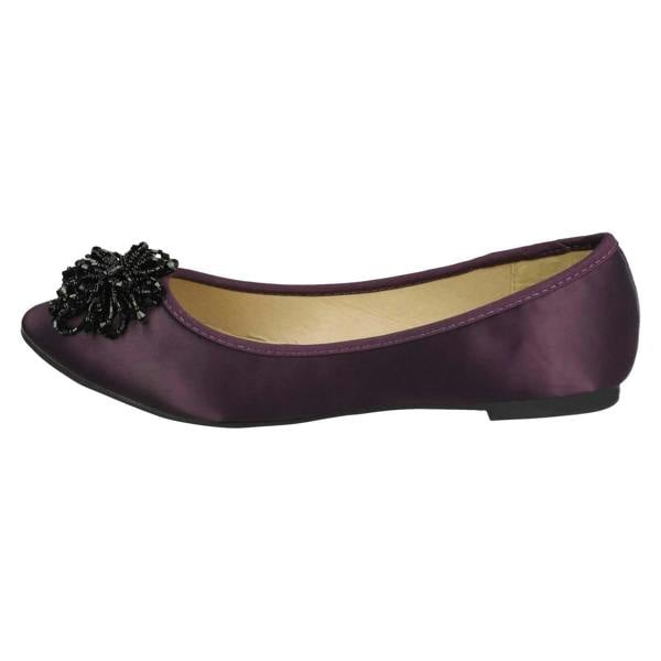 Spot On Ladies Spot On Beaded Ruffle Vamp Flat Ballerina