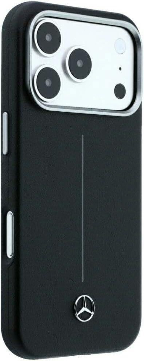 Mercedes Leather Semi Wrap Iconic Line Case with MagSafe for iPhone 17/18 Pro Max 6.9" Black - MEHMP18X25PFWSTK