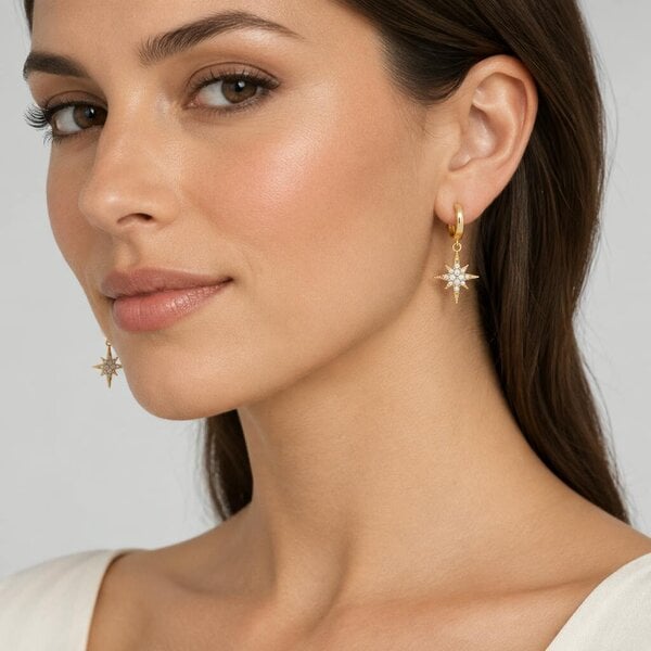 Cachet London North Star Gold Huggie Earrings
