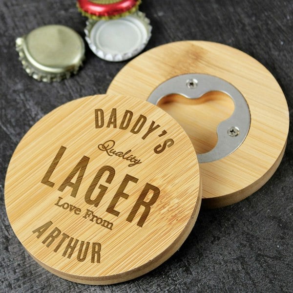 Personalised Memento Company Personalised Free Text Bamboo Bottle Opener Coaster