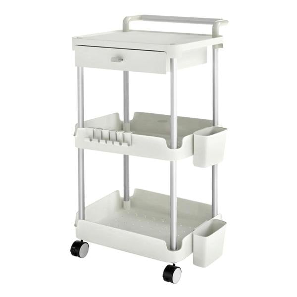 Levede 3 Tier Kitchen Trolley Cart on Wheels Metal Rolling Storage Island White