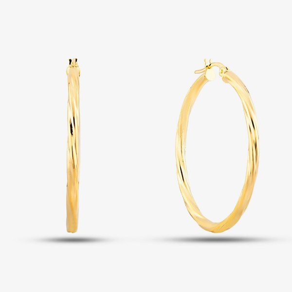 T. H. Baker 9ct Yellow Gold Twist Hoop Earrings UER039Y
