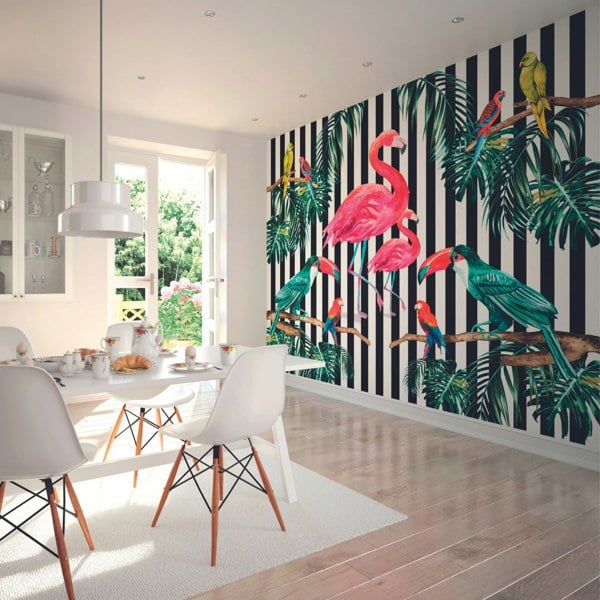 Origin Murals Flamingo Stripe Wall Mural