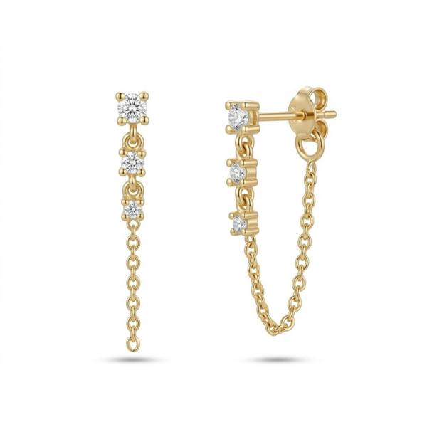 Spero London Fine Diamond Linked Tennis Earrings in 14ct Solid Gold