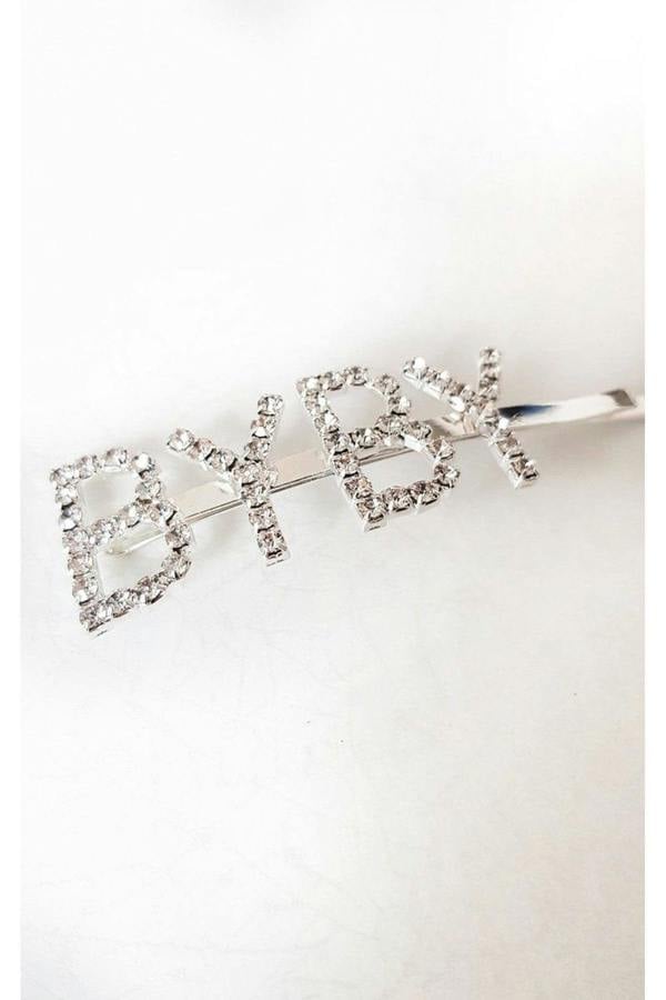 Lia Slogan Diamante Detail Hair Clip - Silver