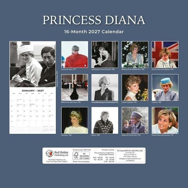 Princess Diana Calendar 2027, Wall Calendars, Month To View, History & Literature, Gift
