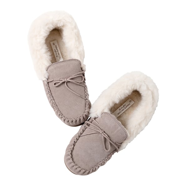 Nordvek Womens Sheepskin Suede Moccasin Slippers