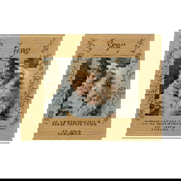 Personalised Memento Company Personalised Wild Flowers 6x4 Wooden Photo Frame