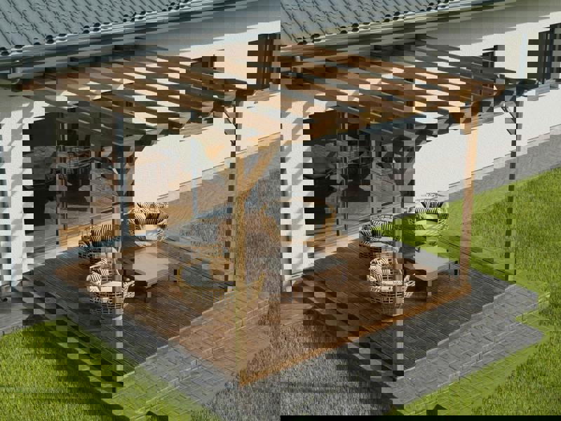 Arbor Garden Solutions Wall Mounted Pergola and Decking Kit Corbel Design