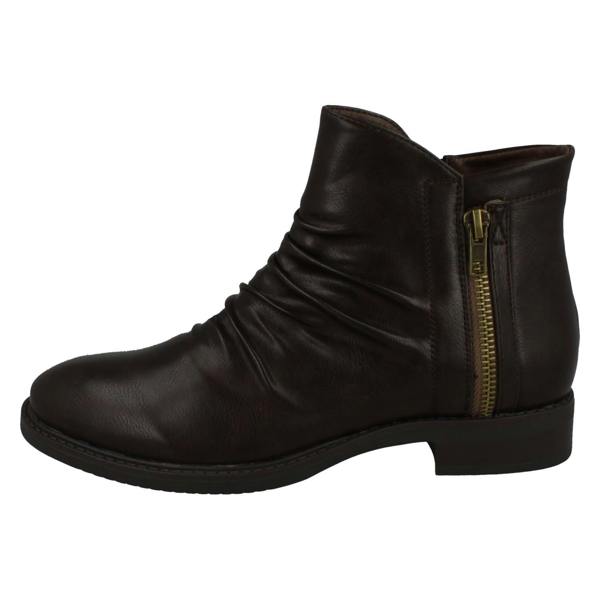 Spot On Ladies Spot On Low Heel Rouched Ankle Boot F51031