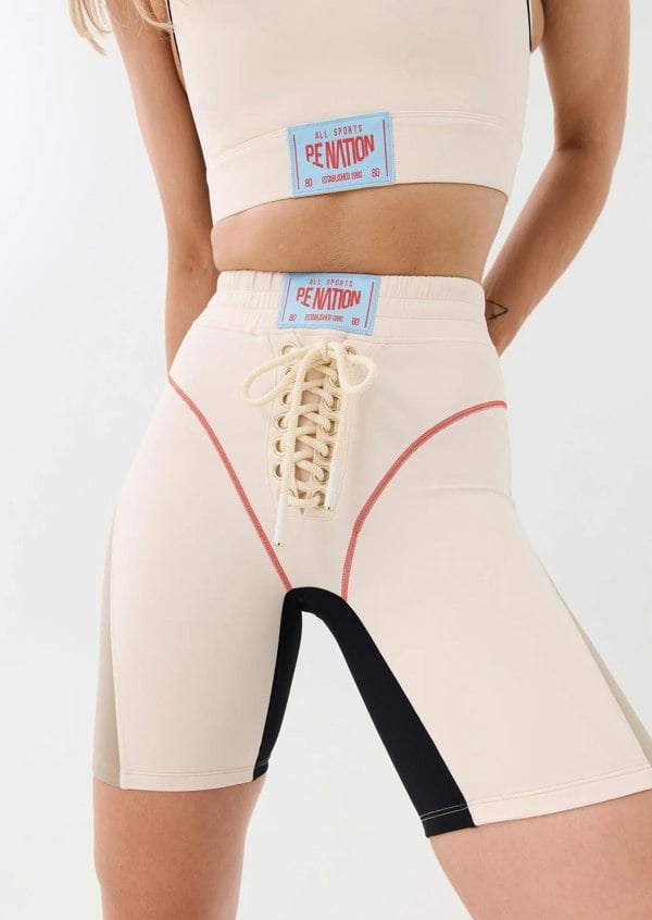P.E Nation PE Nation Womens Undefeated Bike Short in Beige