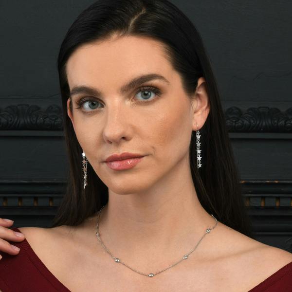 namana 925 Sterling Silver 18, 24 or 30 inch long Chain Necklace with Cubic Zirconia Stones