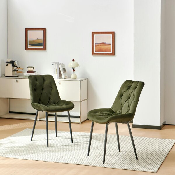SONARA Modern Set of 2 Velvet Dining Chairs with Ergonomic Upholstered Seat