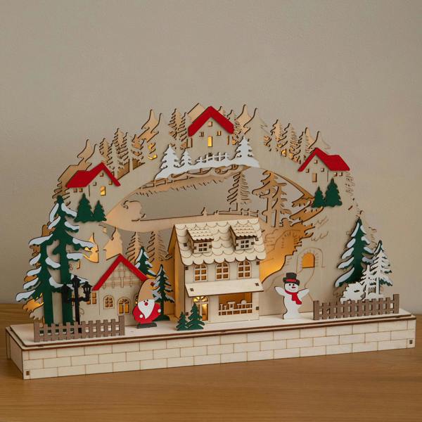 Samuel Alexander 43cm Wooden Christmas Candle Bridge LED Village Decoration