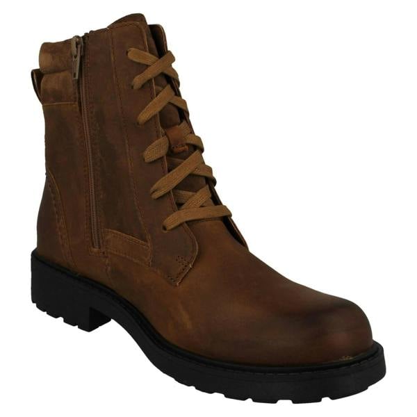 Clarks Ladies Clarks Lace Up Detailed Ankle Boots Orinoco2 Spice