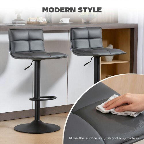 Wyld Haus Miha Set Of 2 Dark Grey Modern Faux Leather Bar Chairs