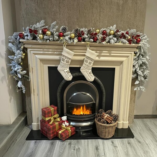 Indoor Living 270cm Premium Mixed branch prelit Snow filled Christmas Garland - with timer