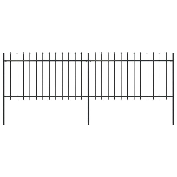 Berkfield Garden Fence with Spear Top Steel 3.4x1 m Black