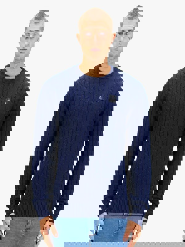Luke 1977 Mitcham Cable Knit Jumper - Navy