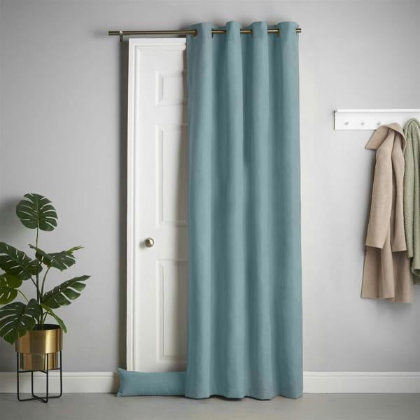 Luxury Living Velvet Chenille Thermal Fleece Lined Single Eyelet Door Curtain