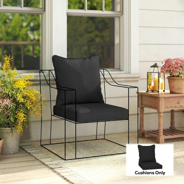 Seat and Back Padded Cushion Set, CUSHION ONLY - Black - Black