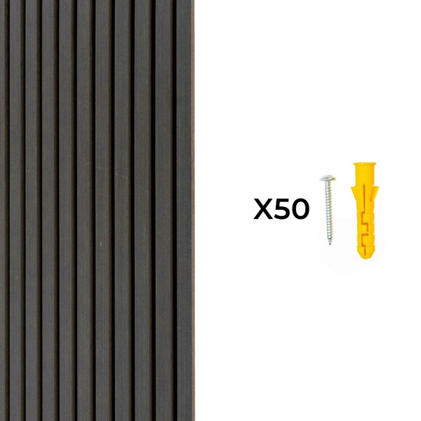 Monstershop Acoustic Slat Wall Panels x 2 – Anthracite Grey