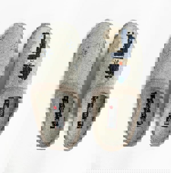 Haflinger OLAF Womens Snowman Mule Slippers Light Grey